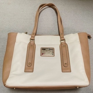 トートバッグ　ベージュ×ライトブラウンの画像