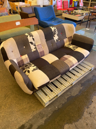 HK811⭐️説明文必読‼️3人掛け　パッチワークソファー