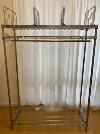 ERECTAシェルフ棚(棚板3枚+ハンガーパイプ+仕切)