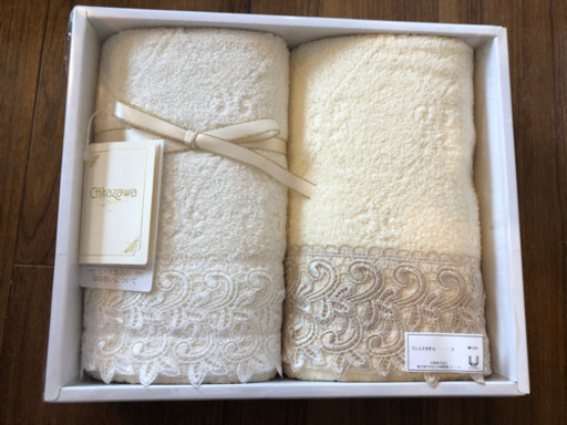 元町　近沢レース　Chikazawa フェイスタオル セット　新品箱入り