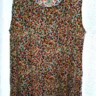 プリントチュニック　オレンジ系　小花の画像