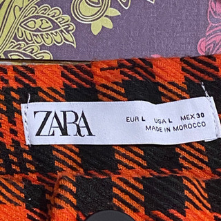 ザラ　ミドル丈スカート　 チェック柄　ZARA 膝丈　スリットあり　美品の画像