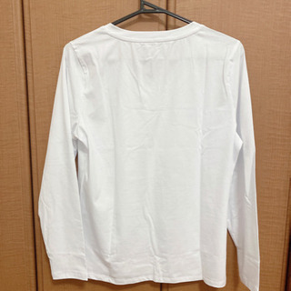 レディース長袖シャツ 100%コットン 女性トップス ホワイトの画像