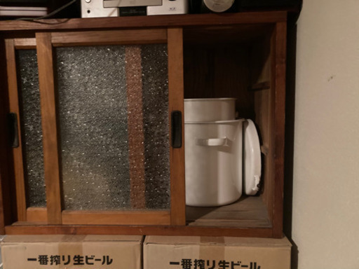 アンティーク　ダイヤガラス　棚