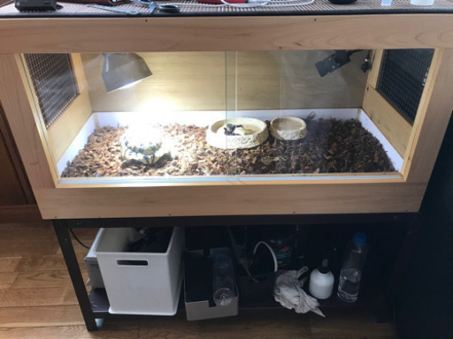 木製美品リクガメゲージ90×45×45照明フルセット