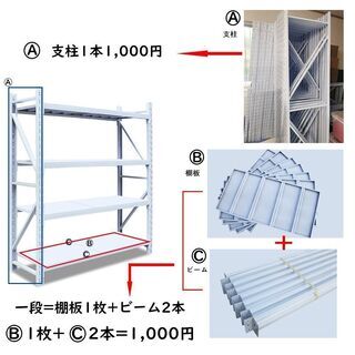 リピーター様限定 スチールラック部品　倉庫用ラック　収納棚の画像
