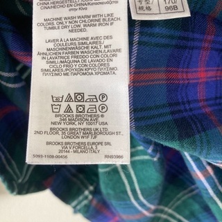BROOKS BROTHERS ブルックスブラザーズ ネルシャツ メンズ　青系 × 緑系 - チェック柄 長袖シャツ【ブランド中古】の画像