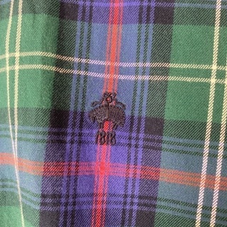 BROOKS BROTHERS ブルックスブラザーズ ネルシャツ メンズ　青系 × 緑系 - チェック柄 長袖シャツ【ブランド中古】の画像