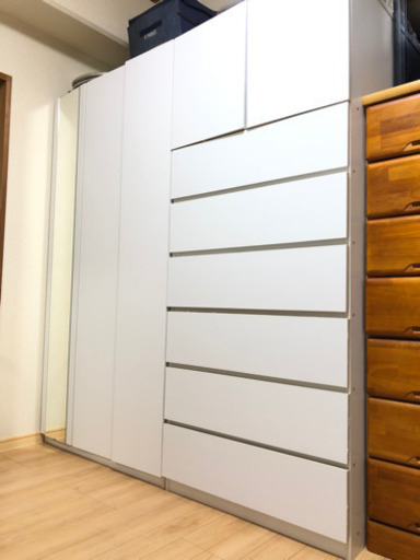 【2点セット】ハイチェスト・クローゼット (タンス ワードローブ)