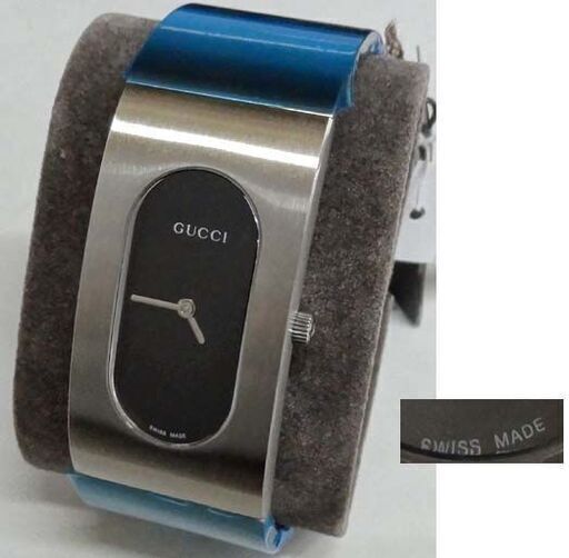 本物★未使用品 GUCCI グッチ バングルウォッチ 2400L 文字盤黒×シルバー レディース 保護フィルム付 箱有 腕時計 ブラン