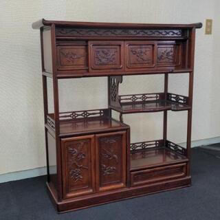 茶棚 最高級唐木 茶棚/陳列棚/ディスプレイ 透かし彫りジャンク品 REGZA
