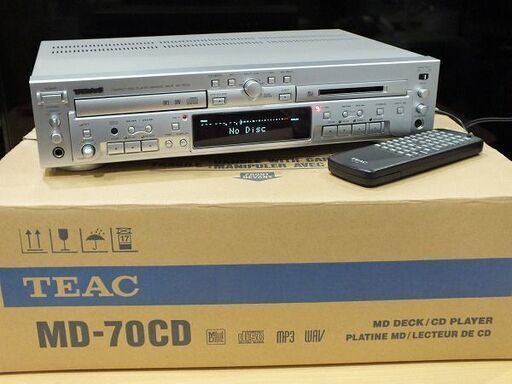 【苫小牧バナナ】TEAC/ティアック CDプレーヤー/MDデッキ搭載 コンビネーションデッキ MD-70CD WAVファイル/MP3ファイル再生可能♪