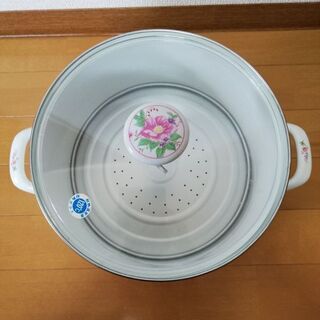 【未使用】花柄ホーロー鍋の画像