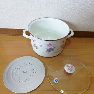 【未使用】花柄ホーロー鍋の画像