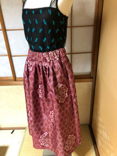 着物生地大島紬キャザースカート