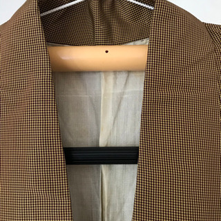 茶色　チェック柄　着物の画像