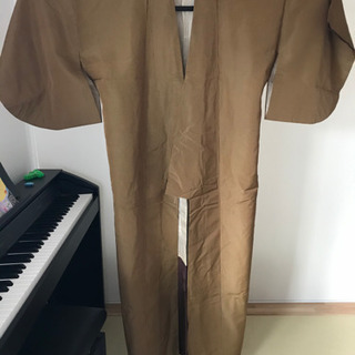 茶色　チェック柄　着物