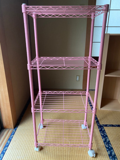 3段収納ラック　ピンク