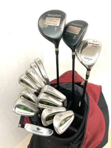 【SOLD OUT！】◆DUNLOP ダンロップ等◆ゴルフクラブ 14本＋美品SPALDING キャディバッグ＋付属品多数付き