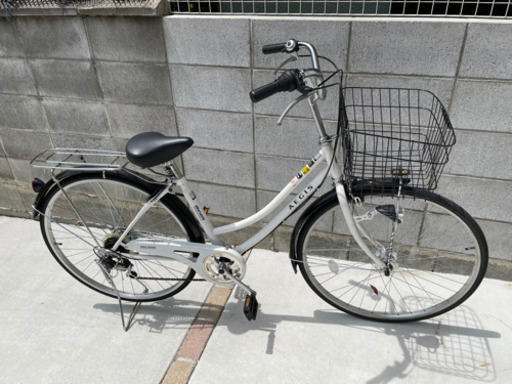 マルイシ　サイクル　6段ギア　26インチ　白　自転車　中古