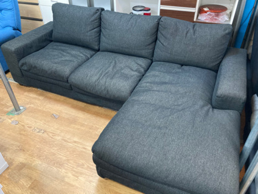 フクラ　カウチソファ　3人掛けソファ　ブラック　中古