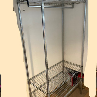 スチールラック 3段 棚 ハンガーラック付きの画像