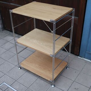 無印良品(MUJI)の人気のオーク材×ステンレス 3段ユニットシェルフです