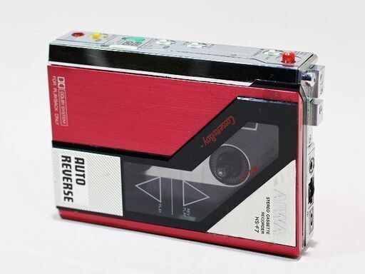 【苫小牧バナナ】希少 AIWA/アイワ HS-F7 ステレオ カセットプレーヤー レコーダー レッド カセットボーイ ジャンク/通電確認のみ/ベルト切れ♪