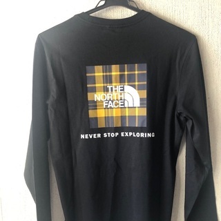 海外限定ノースフェイスチェック柄バックプリントロングTシャツ