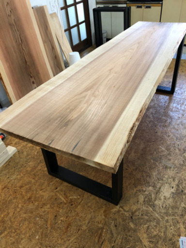 激安 大特価 W210サイズ 天然無垢 一枚板ダイニングテーブル 塗装無料☆