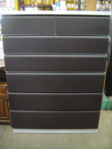 セール中につき、通常特価21,978円より8,000円引きの13,978円! 　６段ハイチェスト　引き出し全段レール式　タンス　たんす　衣類収納