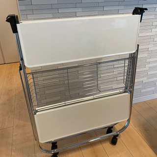 キッチンワゴン カラー:ホワイト 折り畳み式 キッチン収納 キャスター付き 移動簡単の画像