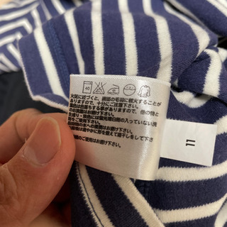 【古着】子供服 ユニクロ ヒートテックタートルネックシャツ ボーダー 110 ※有料商品とセットでお願いしますの画像