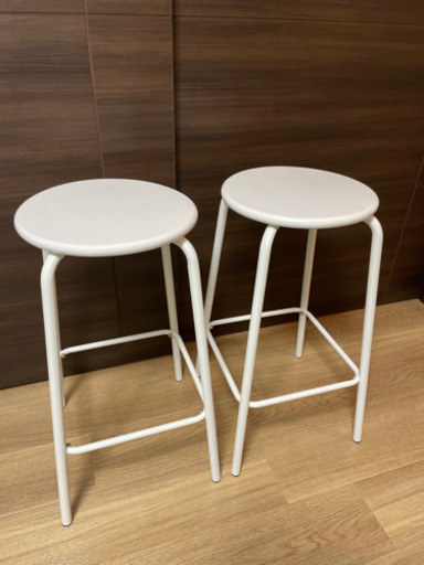 スツール　カウンターチェア×2　ホワイト　座面高さ60cm　購入半年以内