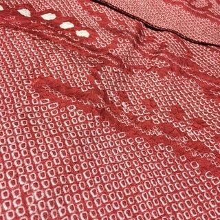 羽織り　絹　絞り染(小豆色)の画像