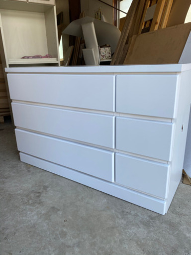 新品 C品処分120ー3段白チェスト