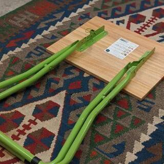 【残りわずか】　【新品】　Swing Design　 スイングデザイン　イタリアン アウトドア　折りたたみチェア　兼　ミニテーブル　 グリーン　折りたたみ　スツール　木製　アイアン　サイドテーブル　テーブル　イス　の画像