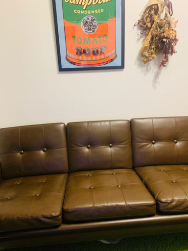 3人掛けレザーソファー(北欧家具)