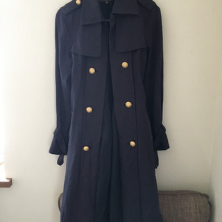 【ボディドレッシング】麻　トレンチコート　38 紺