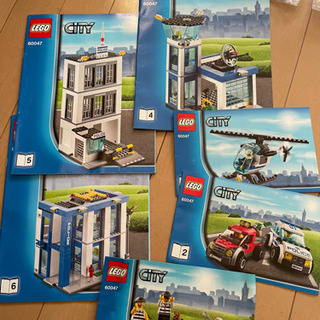 LEGO レゴ青バケツ、ポリス、ブルドーザー、車数台の画像