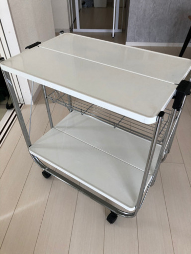 【美品】折りたたみ式 キッチンワゴン 白