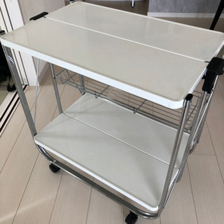 【美品】折りたたみ式 キッチンワゴン 白