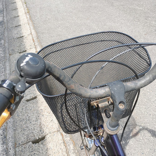 自転車☆変速ギア6段階☆27インチ☆紺色☆ブレーキ金色☆鍵ありタイプ☆中古品の画像