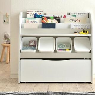 美品絵本ラック　ホワイト×グレーの画像