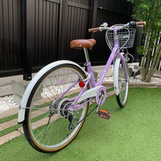 24インチ シマノ MAHAL◇子供自転車６段変速◇女の子向け パープルの画像