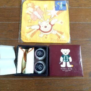 プーさん　ハンドタオル／スポーツ　ベア―　ハンドタオル＆ホワイトソープ（2個）　未使用品の画像