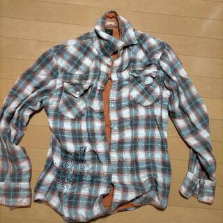 ネルシャツ オレンジ 厚手