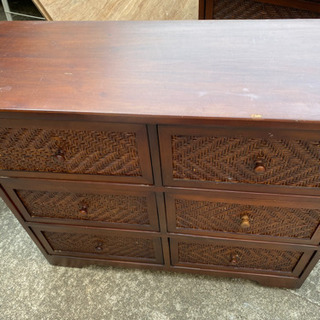 【中古品】和風木製収納棚　6マス　②