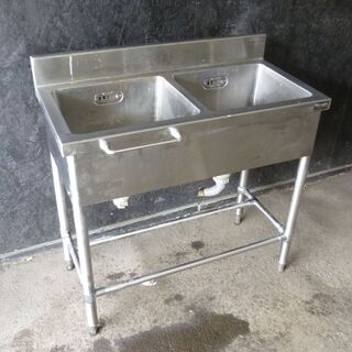 中古　マルゼン　2槽シンク　流し台　BS2-094（9912） BS2-094 二槽シンク900×450×800(ホース付) マルゼン[厨房機器] 材質
