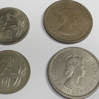 古い硬貨　香港ドル 硬貨1960年2枚　中華民国四十九年 硬貨2枚　中華民国七十年 硬貨1枚　1967年 QUARTER DOLLAR 1枚　1991年 ONE CENT 1枚　 の画像